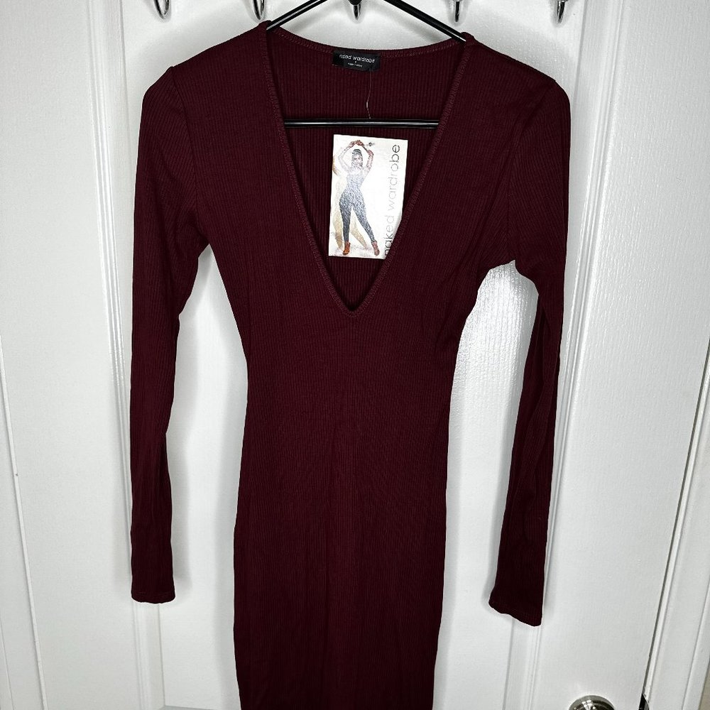 Marron Long Sleeve Naked Wardrobe Bodycon